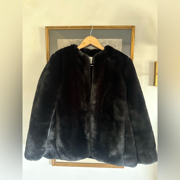GAP Black Faux Fur Puffer Teddy Coat sz S - Picture 2 of 9